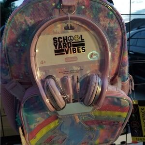 Colorful School Yard Vibes Backpack with Headphones